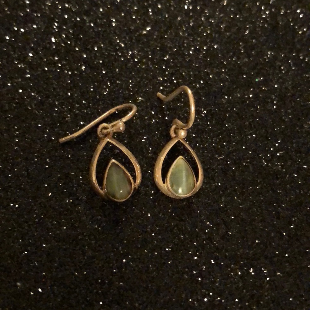 Sterling Silver & Green Gem Earrings